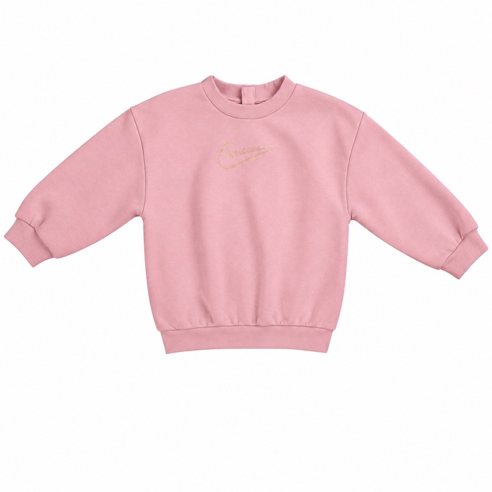 Nike Sweatshirt Baby Girl 12M Pink Fleece Swoosh Logo Excellent